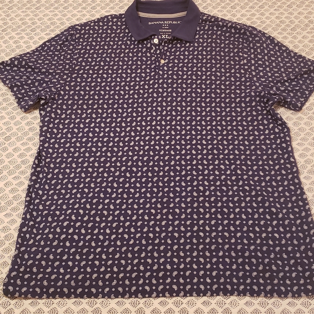 Banana Republic Purple Paisley Polo Size XL